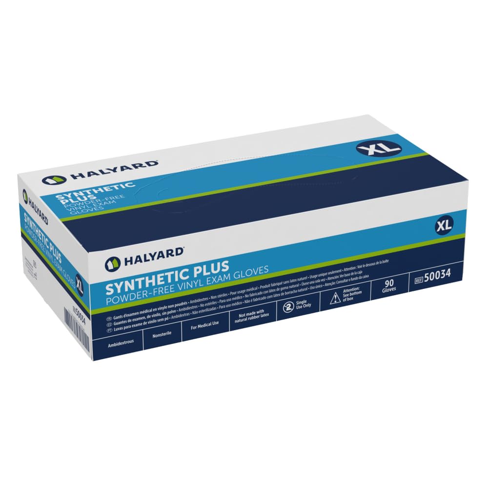 HALYARD Synthetic Plus Vinyl Exam Gloves, Powder-Free, 7.9 mil, 9.5", White, Small, 50031 (Case of 1000)