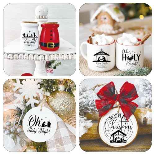 96Pcs Christmas Nativity Decals Stickers for Crafts Vinyl Christmas Word Stickers for Glass Jars Nativity Mason Jar Decals Sticker for Ornaments Ball Glass Cup Bottle Decor(love96)