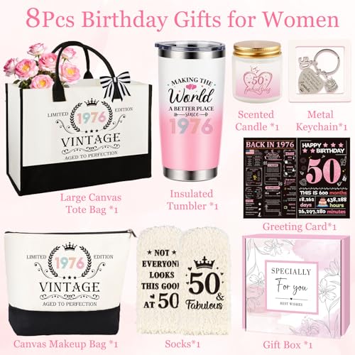 Vintage 1976 50th Birthday Gift Basket for Women - Unique 50th Gift Ideas for Her