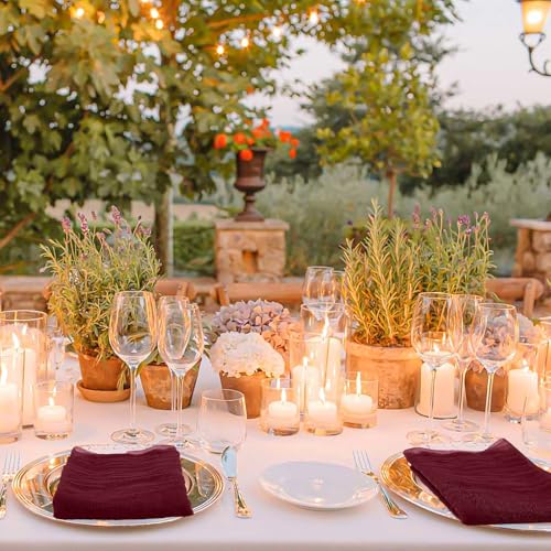 Lumaycens 60-Pack Burgundy Cloth Napkins 20x20 Inches Wedding Party Decor