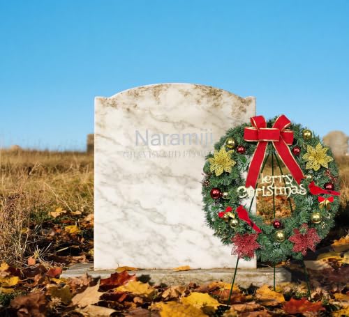 Artificial Bow Cemetery Wreaths - Christmas Grave Decor- Easel