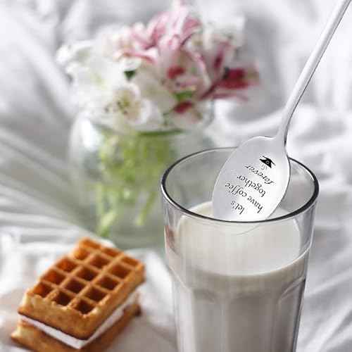 Couples Gifts Coffee Spoons Set Coffee Lovers Gifts for Wife Husband Anniversary Christmas Birthday Gifts for Girlfriend Boyfriend - Let's Have Coffee Together Forever Spoon