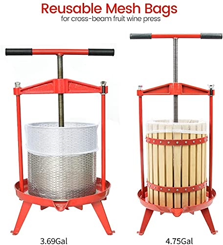 SQUEEZE master Fruit Wine Cider Press - 4.75 Gallons Solid Wood Basket Filter Bag, 2 Pack