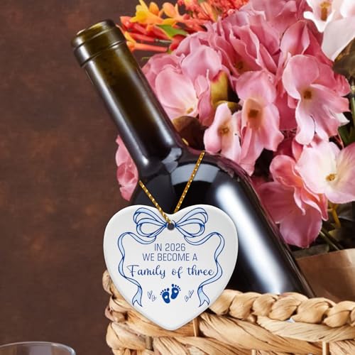 Family of Three Christmas Ornament - Baby Announcement Gift for New Parents 2026