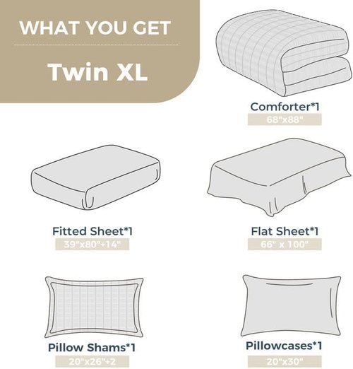 HYMOKEGE Twin XL Comforter Set - Mint Green Seersucker 5-Piece Luxury Bedding Set | All-Season Comfort