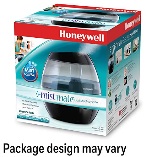 Honeywell HUL520B Mistmate Cool Mist Humidifier Black With Easy Fill Tank & Auto Shut-Off, For Small Room, Bedroom, Baby Room, Office