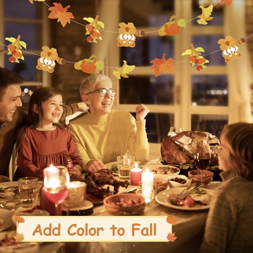 Dayker Fall Pumpkin Raccoon Banner & Maple Leaf Garland, Reusable Thanksgiving Party Supplies for Harvest Celebrations, Autumn Themed Decor for Weddings Baby Showers Birthday Backdrops