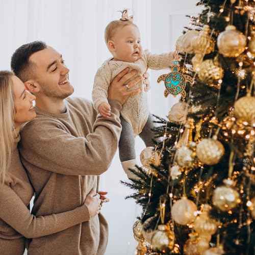 Turtle for Turtle Lover Ocean Beach Themed Xmas Tree Hanging Ornaments Wood Turtle Ornaments for Christmas Tree Gifts for Beach Lover (Turtle Green)