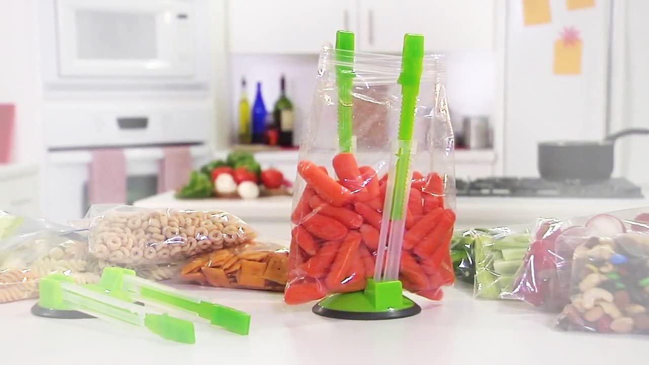 Ruibo Baggy Rack Holder - Meal Prep & Ziplock Bag Stand, Plastic Freezer Bag Holders, Green, Pack of 4