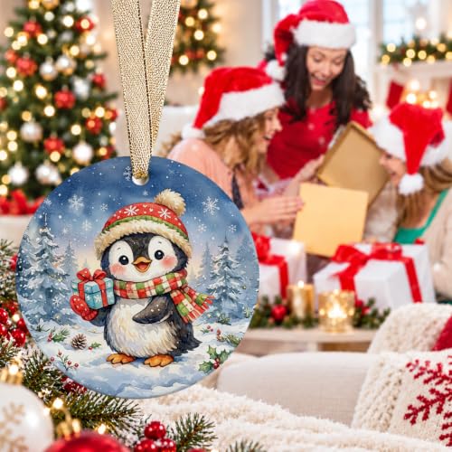 Fulsoe Winter Penguin Christmas Ornament - Blue Holiday Tree Decor