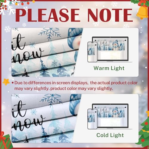 Blue Snowflake Christmas Valances for Windows, 2 Pack, 52x18 Inches