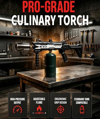 MEIRUBY Black Silver Propane Torch Gun for Culinary & Outdoor Use – Searing, Camping, Charcoal Starter