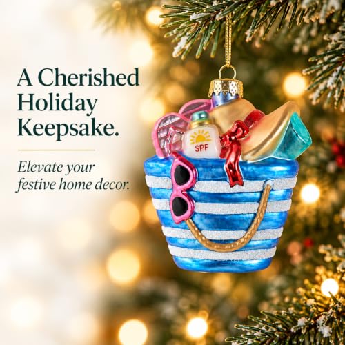 The Bridge Collection Beach Bag Ornament with Sunglasses & Flip Flops