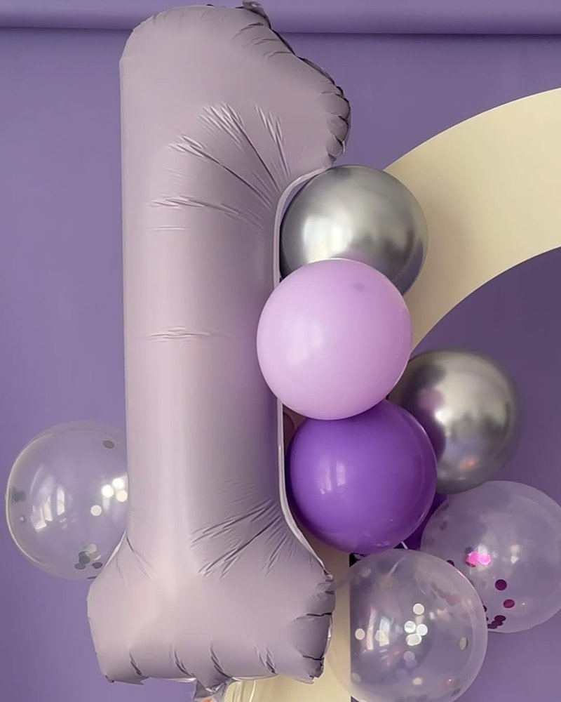 Lilac Number Balloon 40 Inch, 0 Number Balloons, 10 20 30 40 50 Numbers Balloon Birthday Decorations, Lavender Party Supplies for Women