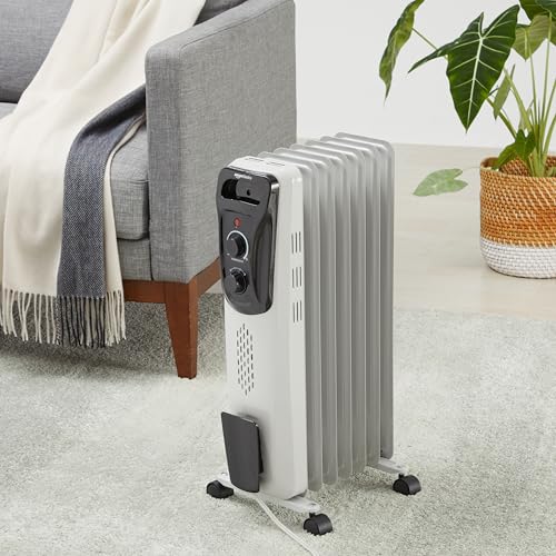 Amazon Basics Portable Oil Radiator Heater, Indoor Use, 3 Heat