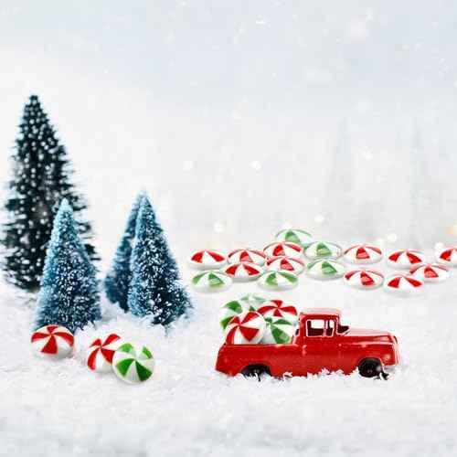 Giegxin 120 Pcs Christmas Candy Cane Mini Fake Candy DIY Craft Supplies Resin Peppermint Ornaments for Christmas DIY Garden Accessories Xmas Phone Case Making Decoration