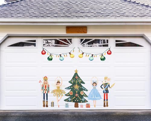 14Pcs Christmas Garage Magnet Stickers Set - Colorful Nutcracker & Tree Decorations
