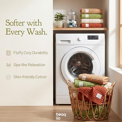 Cotton Waffle Towel Set 4 Pieces - Soft Fast-Absorbing Bath Towels