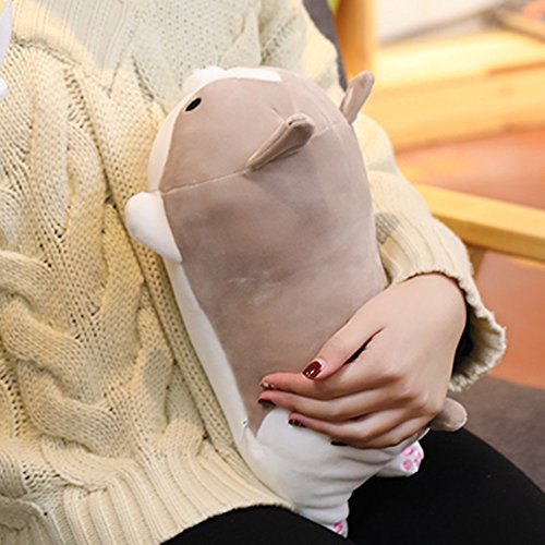 Levenkeness Corgi Dog Plush Pillow, Soft Cute Shiba Inu Akita Stuffed Animals Toy Gifts (Gray, 11.8 in)