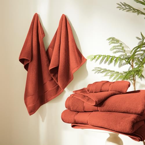 Marvione Burnt Orange 6-Piece Turkish Cotton Luxury Bath Towel Set