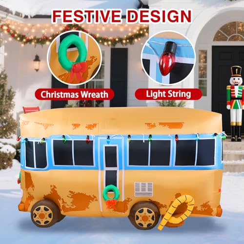7FT Outdoor Inflatable Christmas RV Decoration with LED Lights - Yard Holiday Decor