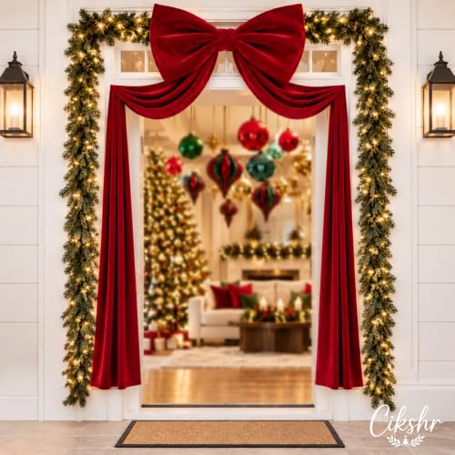 Cikshr 2 Pack Large Burgundy Velvet Christmas Tree Topper Bows - Holiday Decor