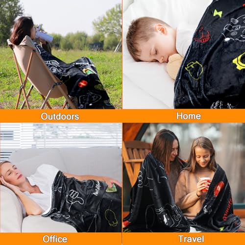 Flannel Throw Blanket Fall Merchandise Out, Birthday Gifts for Boys Girls Gamers Teens, Warm Soft Blanket for Living Room Bedroom Decorations Bed Sofa - 70"x60"
