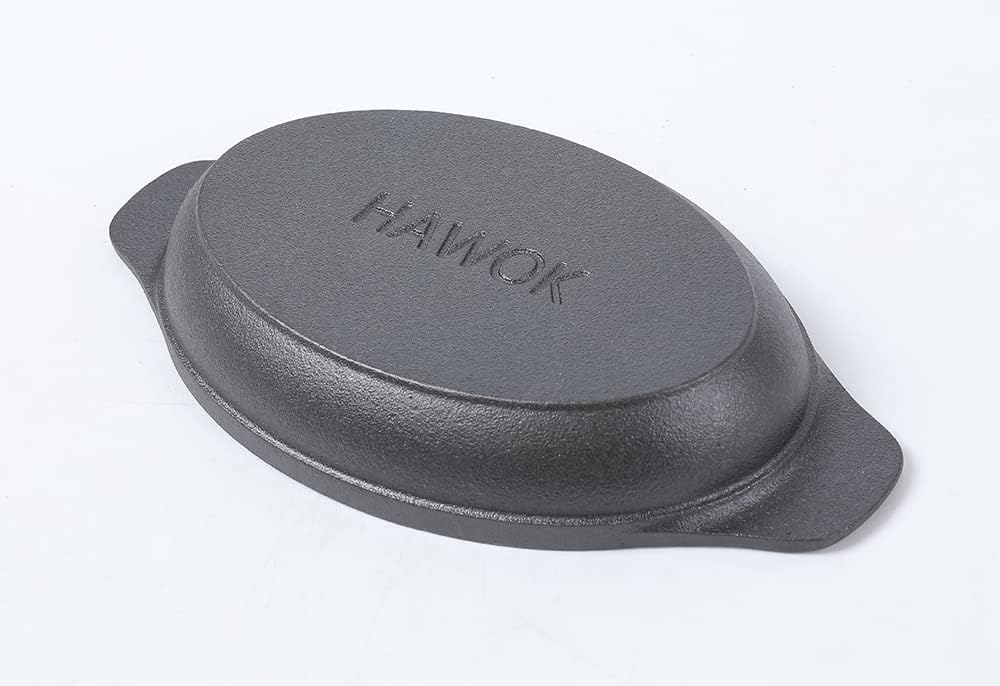 HAWOK Cast Iron Oval Serving Au Gratin Cookware Set of 4………