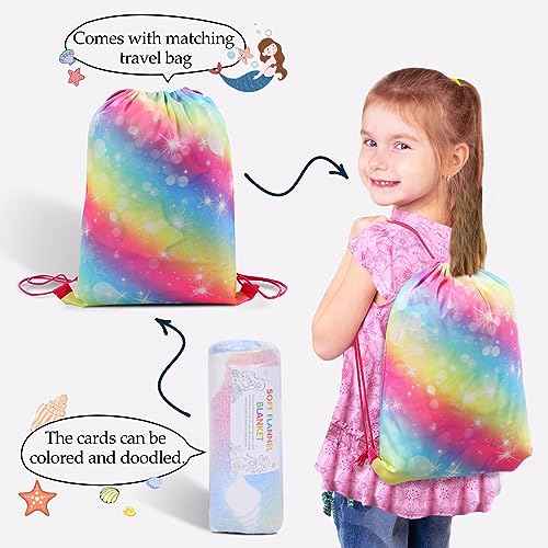 Cloele Glow in The Dark Blanket Mermaid Toys for 2 3 4 5 6 7 8 9 10 Year Old Kids Girls - Mermaids Room Decor Flannel Travel Throw Blanket Glowing Luminous Birthday Christmas Valentines Gifts,50"x60"