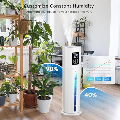 White Large Room 8L Smart Humidifier with App Control & Color Lights
