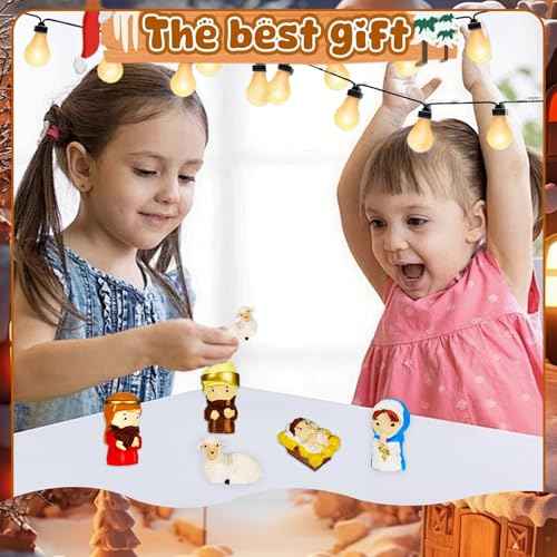 Exasinine Mini Christmas Nativity Set Little People Nativity Set Tabletop Scenes Decor Collectible Figurines Miniatures Statues Ornaments