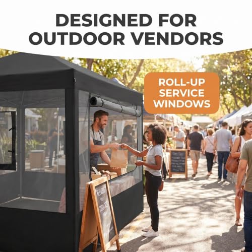 Breathable Food Tent Sidewalls for 10x10 ft Canopy - Mesh & Zipper Doors, Dust & Insect Blocking