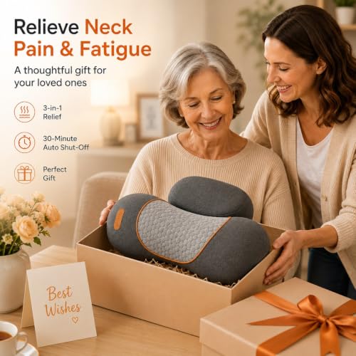 Cordless Neck Massager Pillow with Heat, Vibration & Airbag Traction