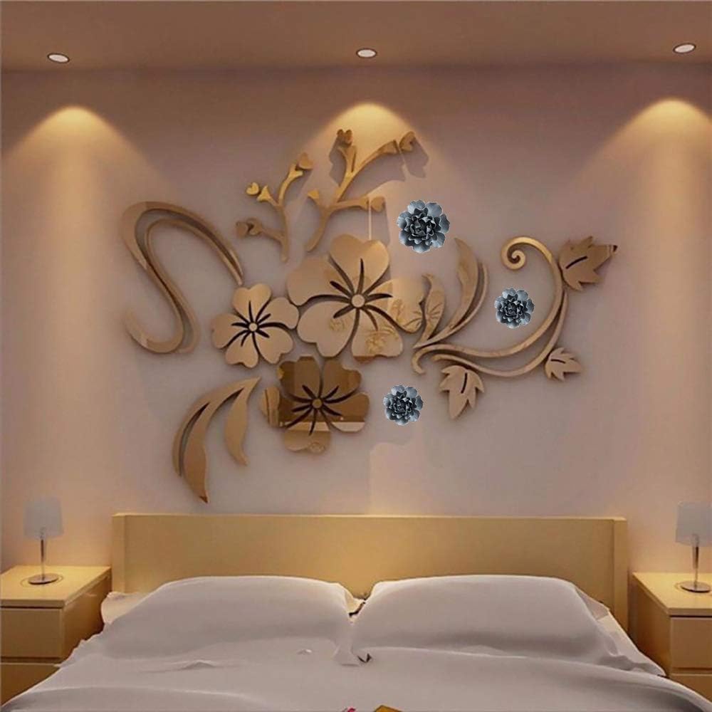 3 PCS/Set Peony Ceramic Magnolia Flower Wall Decor 3D Flower Art for Living Room Home Hallway Bedroom Kitchen Farmhouse Bathroom Dining Room, Grey(4.72 in*1, 3.54 in*2)