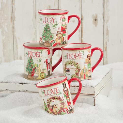 Nutcracker Parade 4-Pack 18oz Mugs Set – Ceramic Christmas Coffee & Cocoa Cups