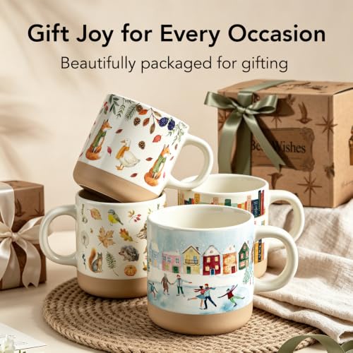 Holiday Winter Cup for Coffee, Tea & Hot Chocolate, Novelty Ceramic