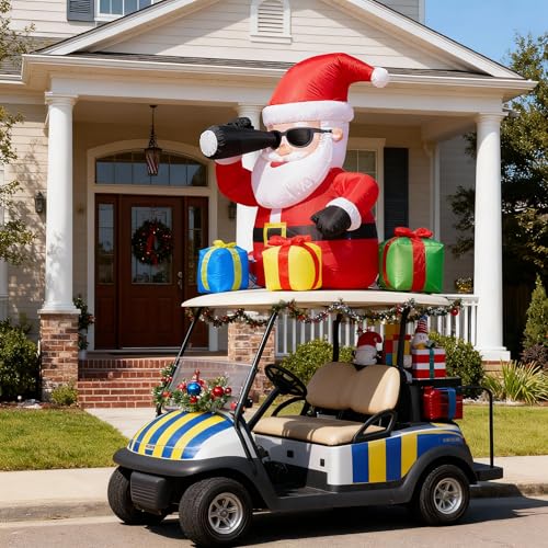 5 ft Santa Inflatable with Telescope & LED Gift Boxes - Outdoor Holiday Yard Decor