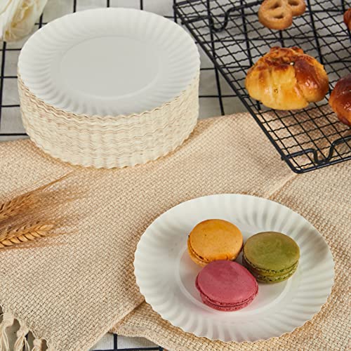 FOCUSLINE 6 Inch White Paper Plates 1000 Pack - Uncoated Disposable Dinnerware