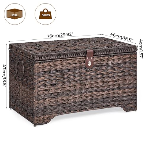 Honjourai Brown PE Rattan 165L Handwoven Wicker Storage Basket with Lid