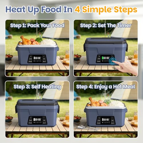 Akhia Blue Cordless Electric Lunch Box with APP Control, 9000mAh Battery, 3D Heating for Adults