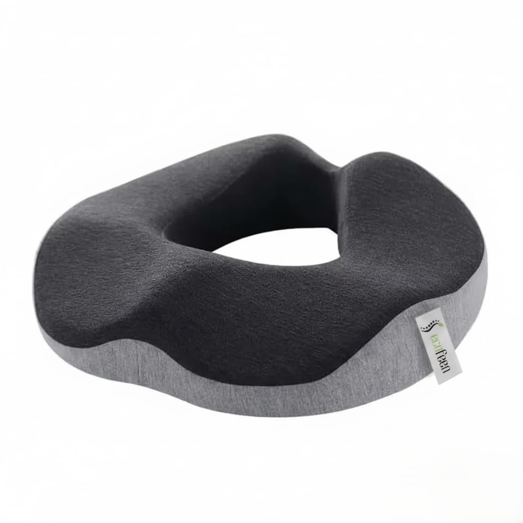Ecofeen Seat Cushion, Non-Slip Orthopedic Memory Foam Donut Pillow for Hemorrhoids, Sciatica, Tailbone & Bed Sore Relief, Ergonomic Health Care Support for Travel, Office, Home & Long Sitting Comfort