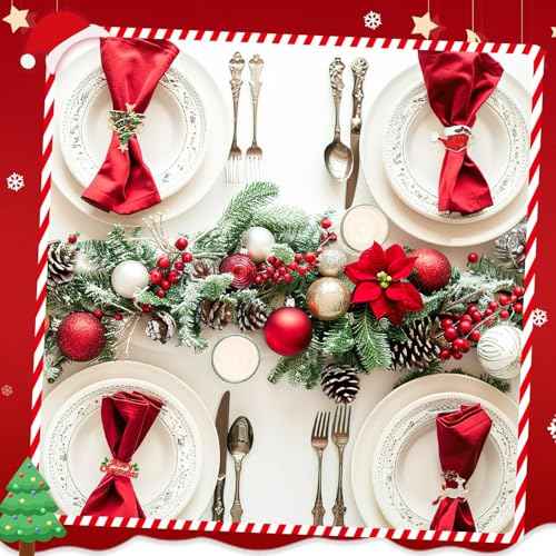 6 Pieces Christmas Napkin Rings Christmas Napkin Holders for Cloth Napkins Rhinestone Crystal Holiday Napkins for Dinners Parties Wedding Adornment Table Decorations