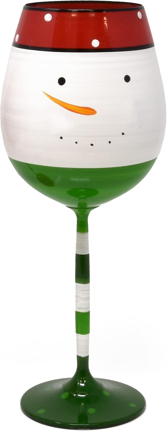 Festive Santa & Snowman Wine Glasses Set - 16.8 Oz Goblets for Christmas - 2 Pack