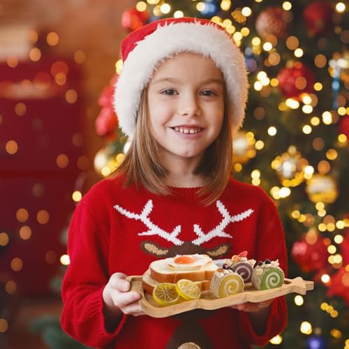 AWIZOM Christmas Tree Wooden Serving Tray Bamboo Platter Snack Cheese