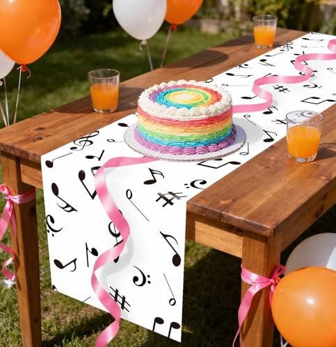12 Pcs Music Notes Table Runner Plastic 14 x 108 Disposable for Party