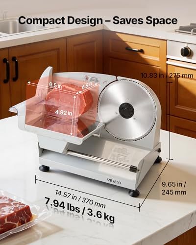VEVOR 7.5-Inch Electric Meat Slicer with SUS420 Blade, Adjustable Thickness