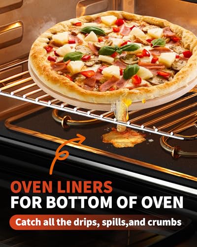 Oven Liners for Bottom of Oven - 2 Pack Large Heavy Duty Oven Mats, 17"x 25" Reusable Matt Liner for Electric, Gas, Toaster Ovens & Grills, BPA & PFOA Free, Kitchen Essentials, Black