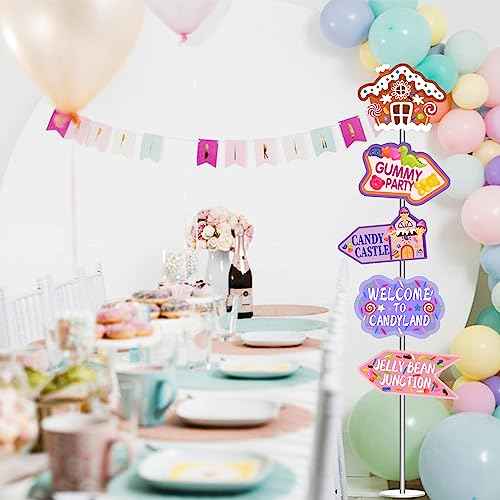 20 PCS Candyland Party Decorations, Candy Land Party Sign Welcome Candyland Candy House Donut Party for Sweet Candy Theme Party Supplies