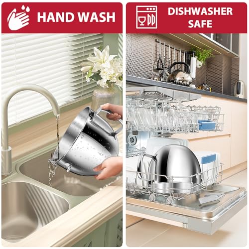 Silver 7QT Stainless Steel Mixer Bowl for KitchenAid Lift Mixers with Handle