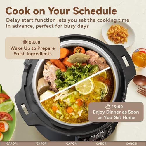 Carori 8 Quart 12-in-1 Electric Pressure Cooker Multi-Cooker with Stainless Steel Pot